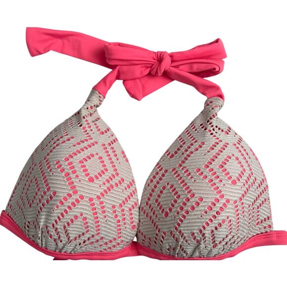 Hula Honey Small Swim Top Pink & White Tribal - Picture 1 of 5